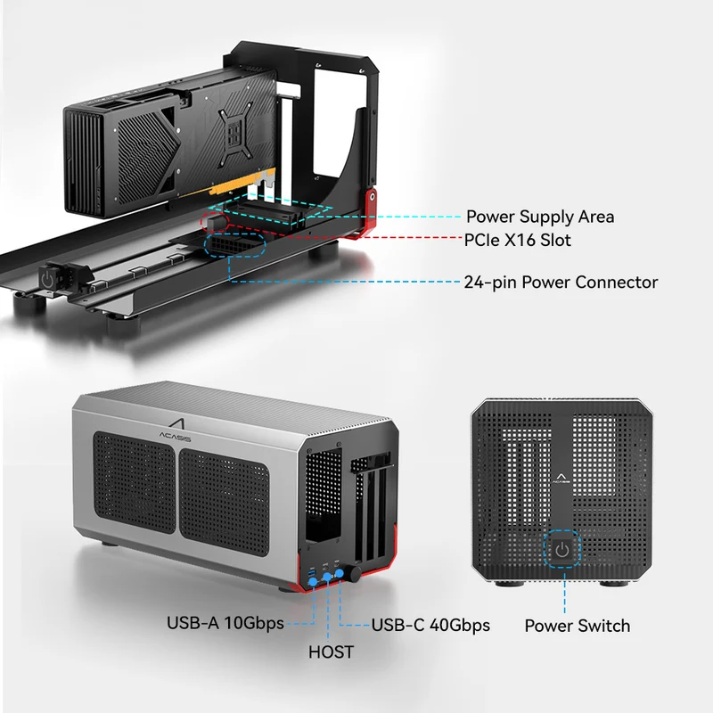 Acasis 40Gbps eGPU Enclosure T - Gpu External Dock Egpu Thunderbolt 4 recension och pris